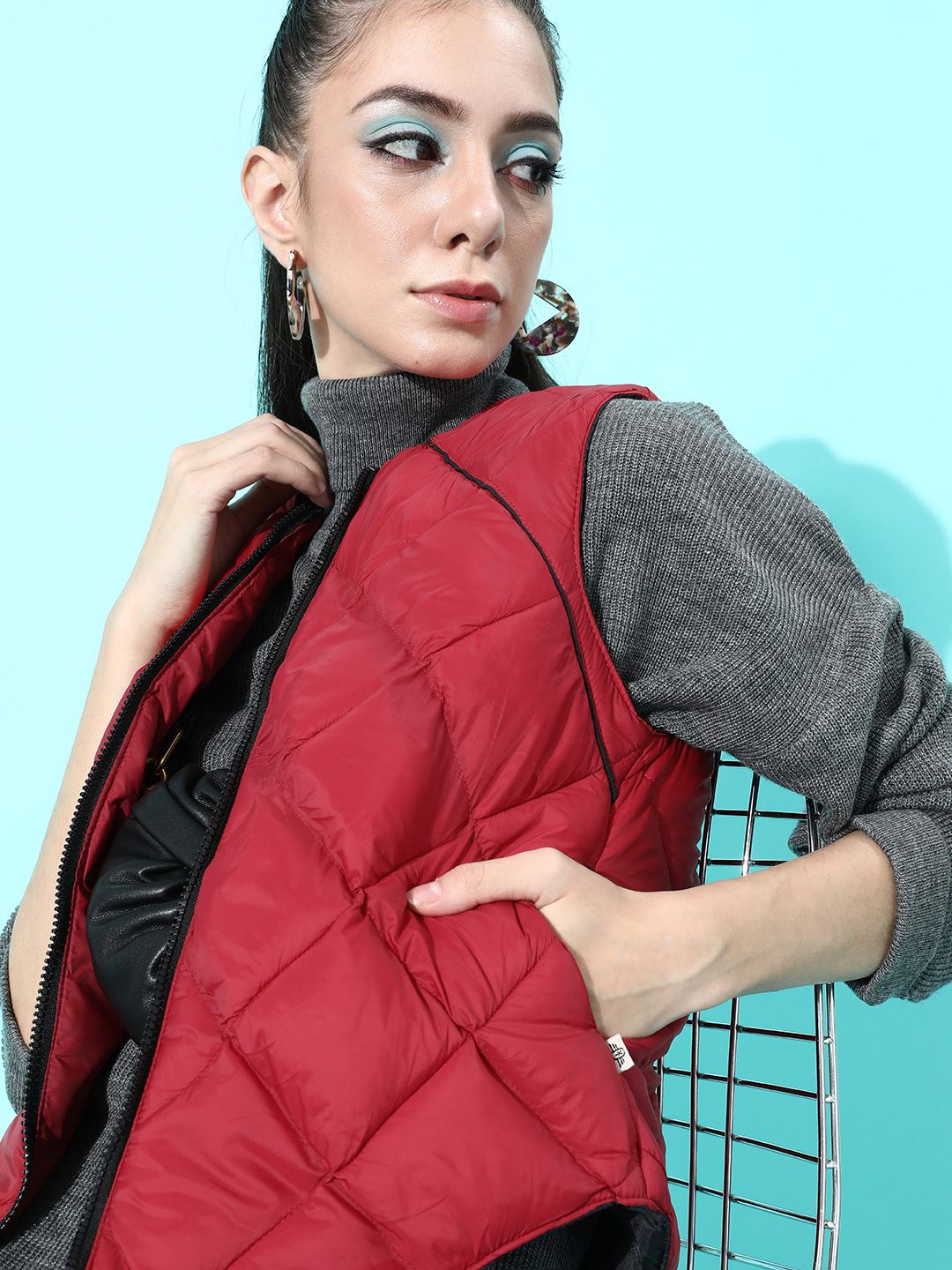 Roadster Women Gorgeous Red Solid Gilet Jacket Price in India