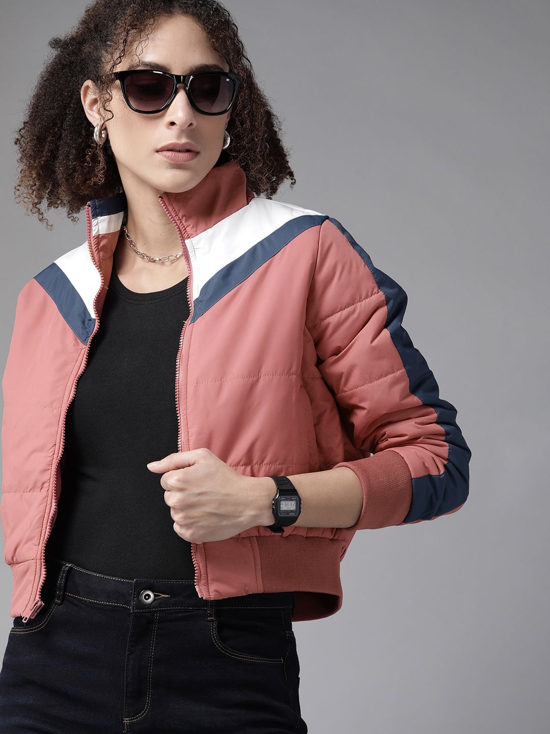 Roadster Women Pink Bomber Jacket Price in India