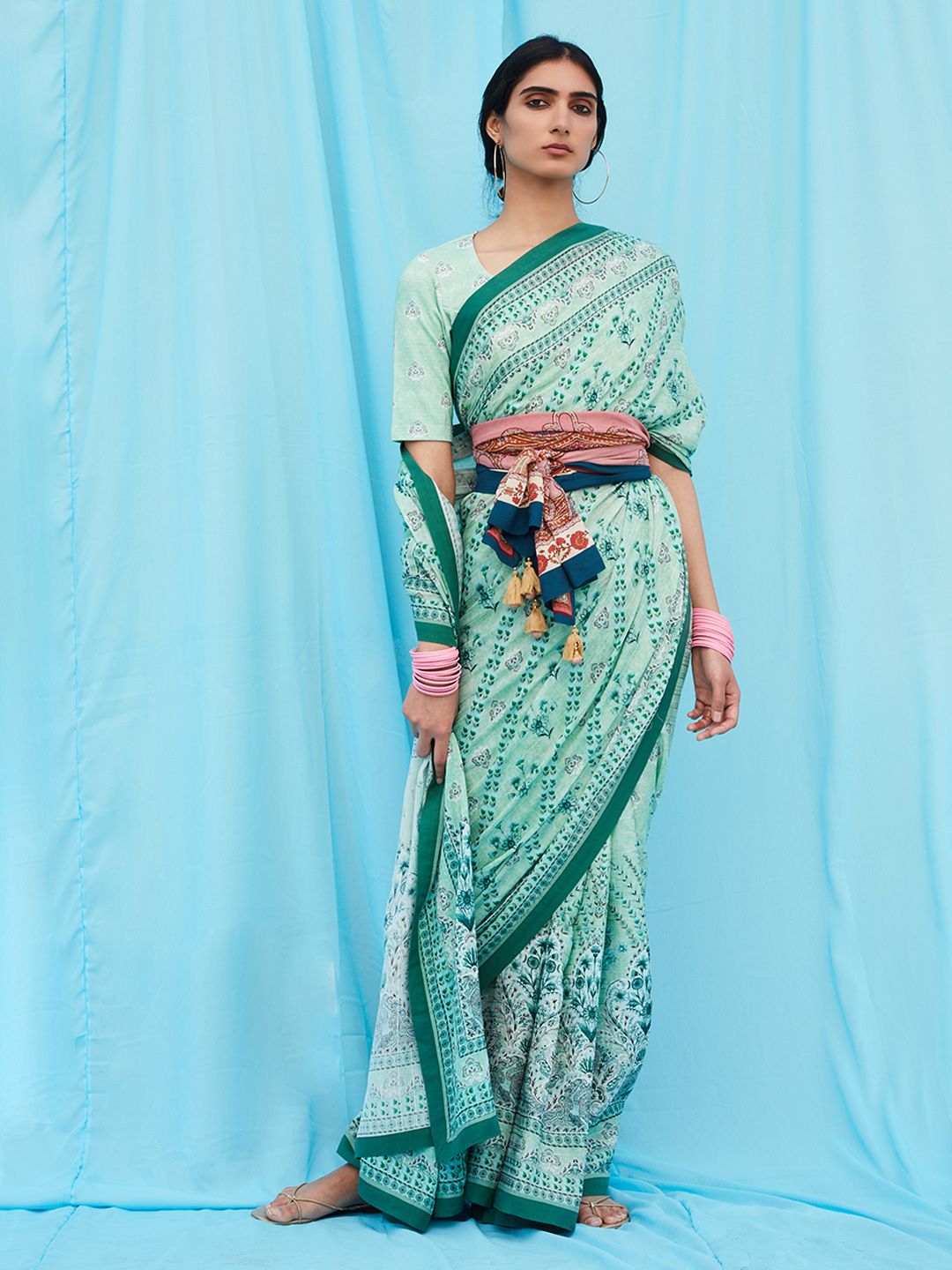 Ritu Kumar Green Floral Saree Price in India