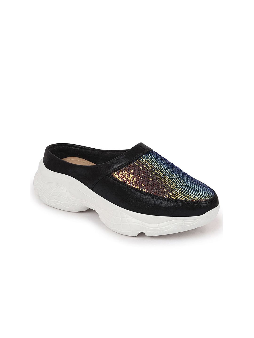FAUSTO Women Black Embellished Slip-On Sneakers Price in India