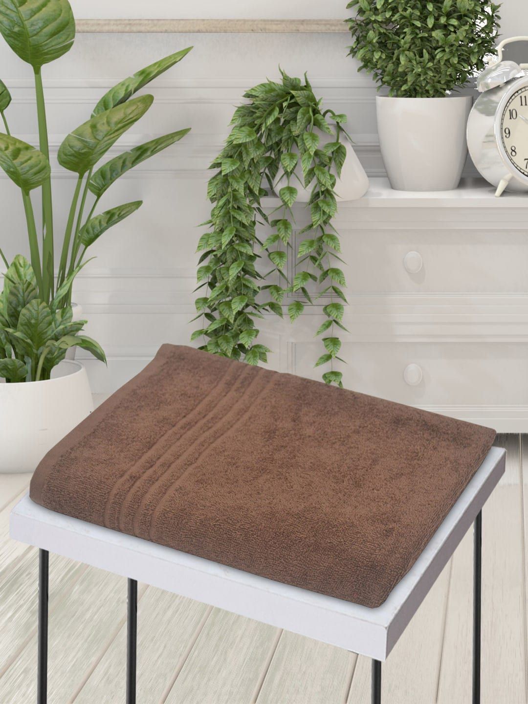 BIANCA Brown Solid Pure Cotton Terry Towel Bath Towel Price in India