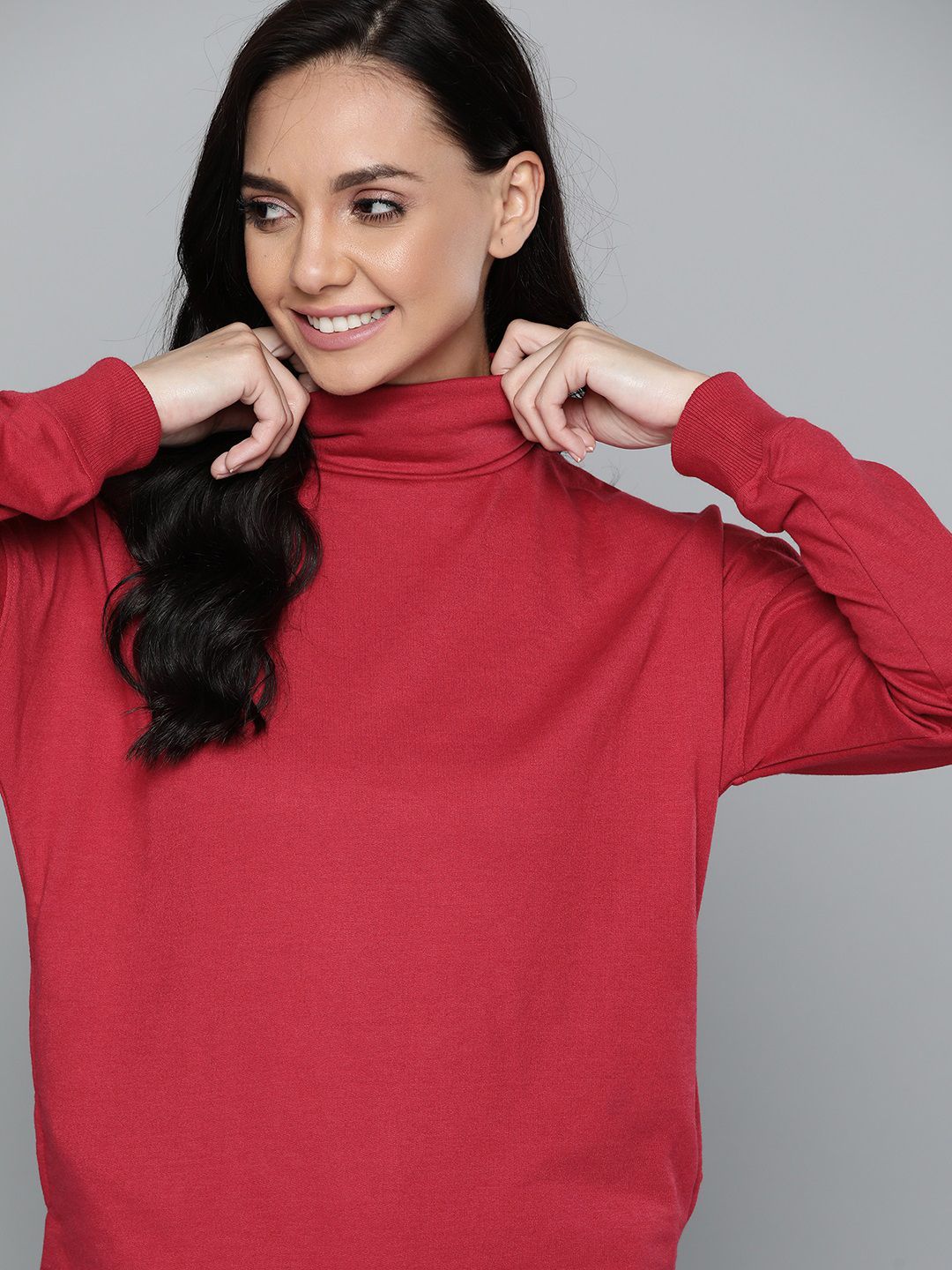 Mast & Harbour Women Maroon Sweatshirt Price in India