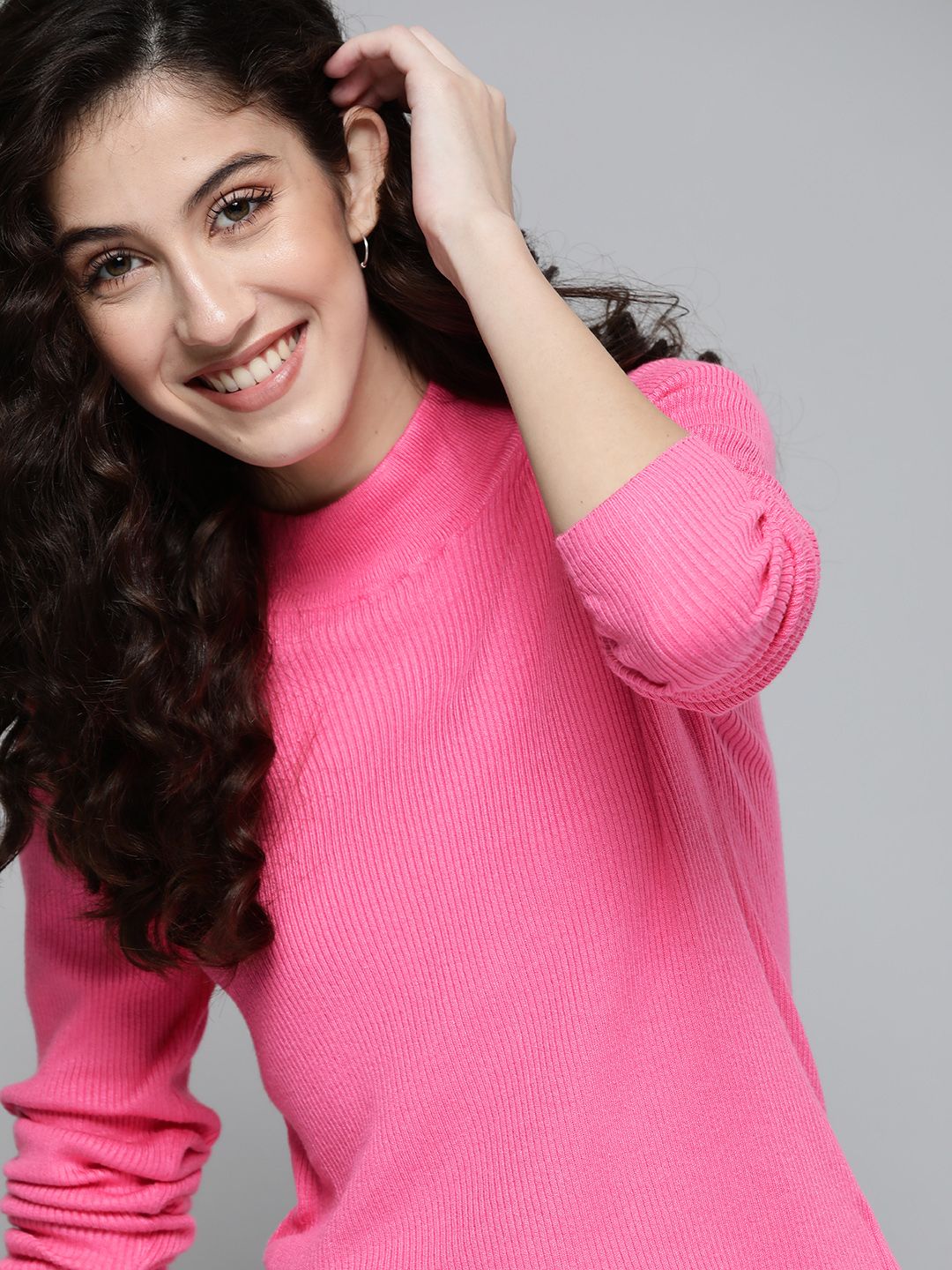 Mast & Harbour Women Pink Ribbed Pullover Price in India