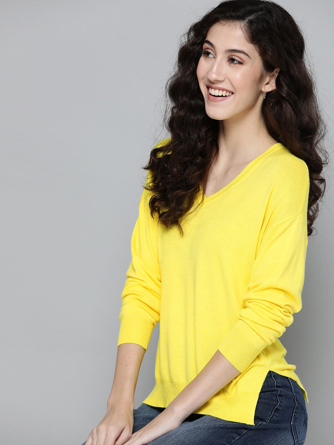 Mast & Harbour Women Yellow Solid Pullover Price in India
