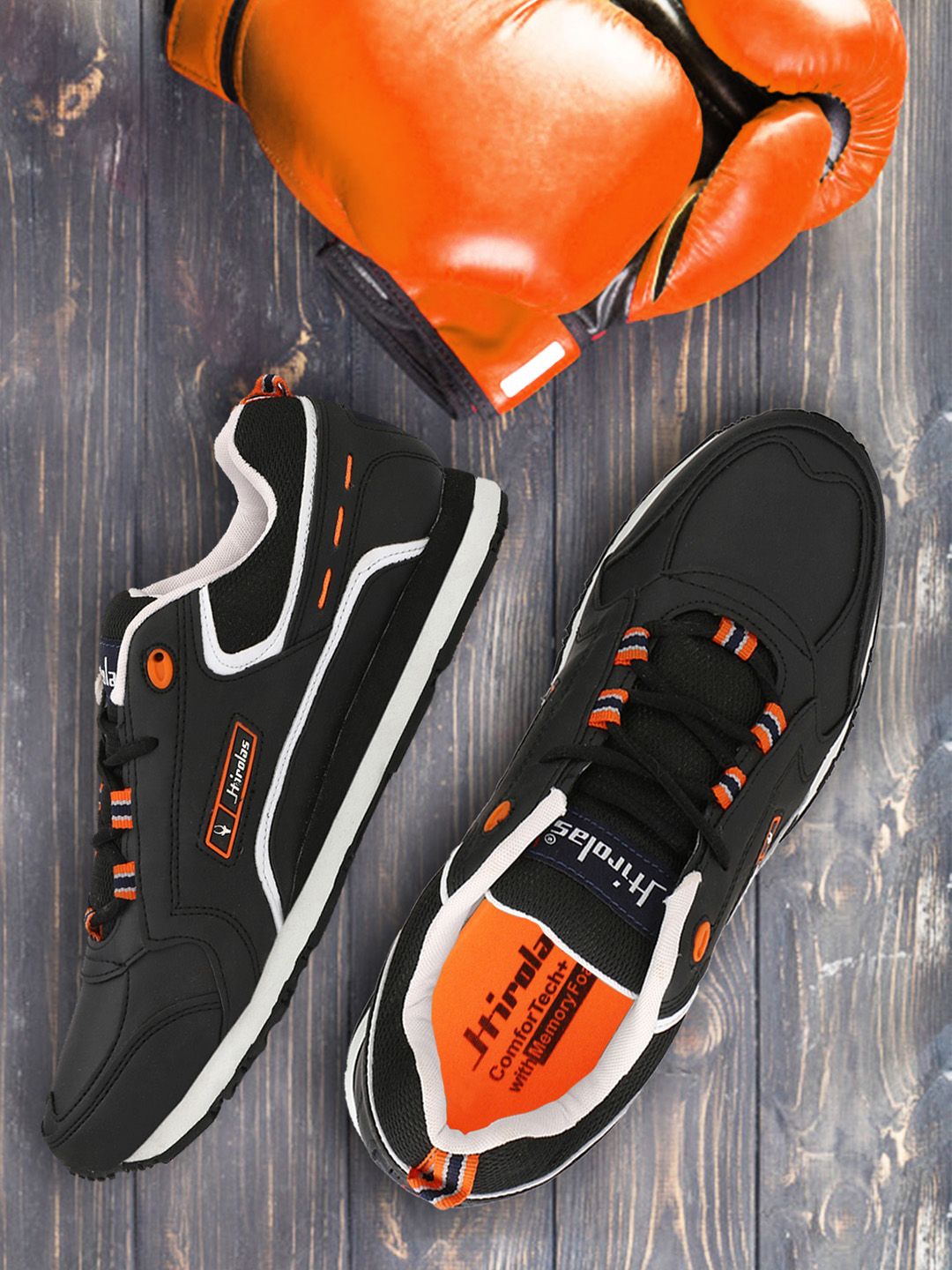 HIROLAS Men Black Synthetic Running Shoes