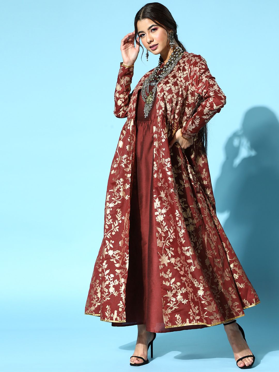 all about you Maroon Ethnic Motifs Ethnic Motifs Dress Price in India