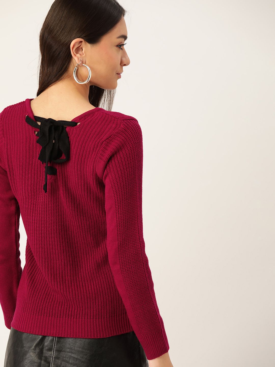 DressBerry Women Magenta Striped Pullover Price in India