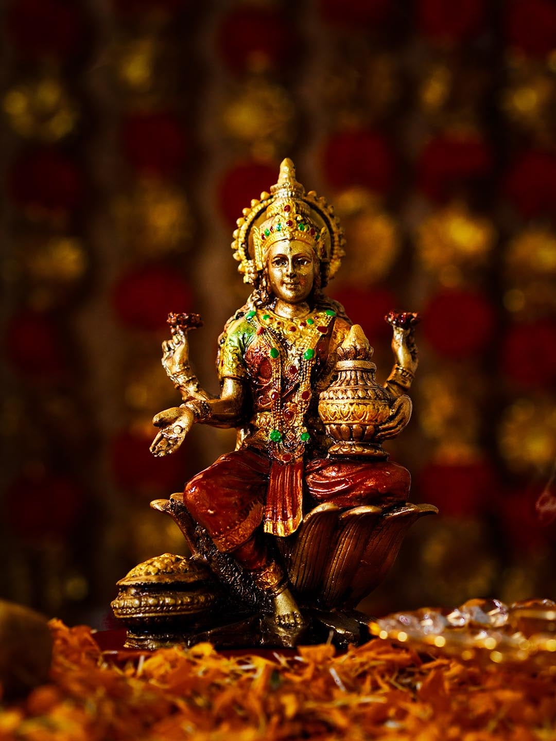 TIED RIBBONS Gold-Coloured Resin Decorative Laxmi Idol Decorative Statue Showpiece Price in India