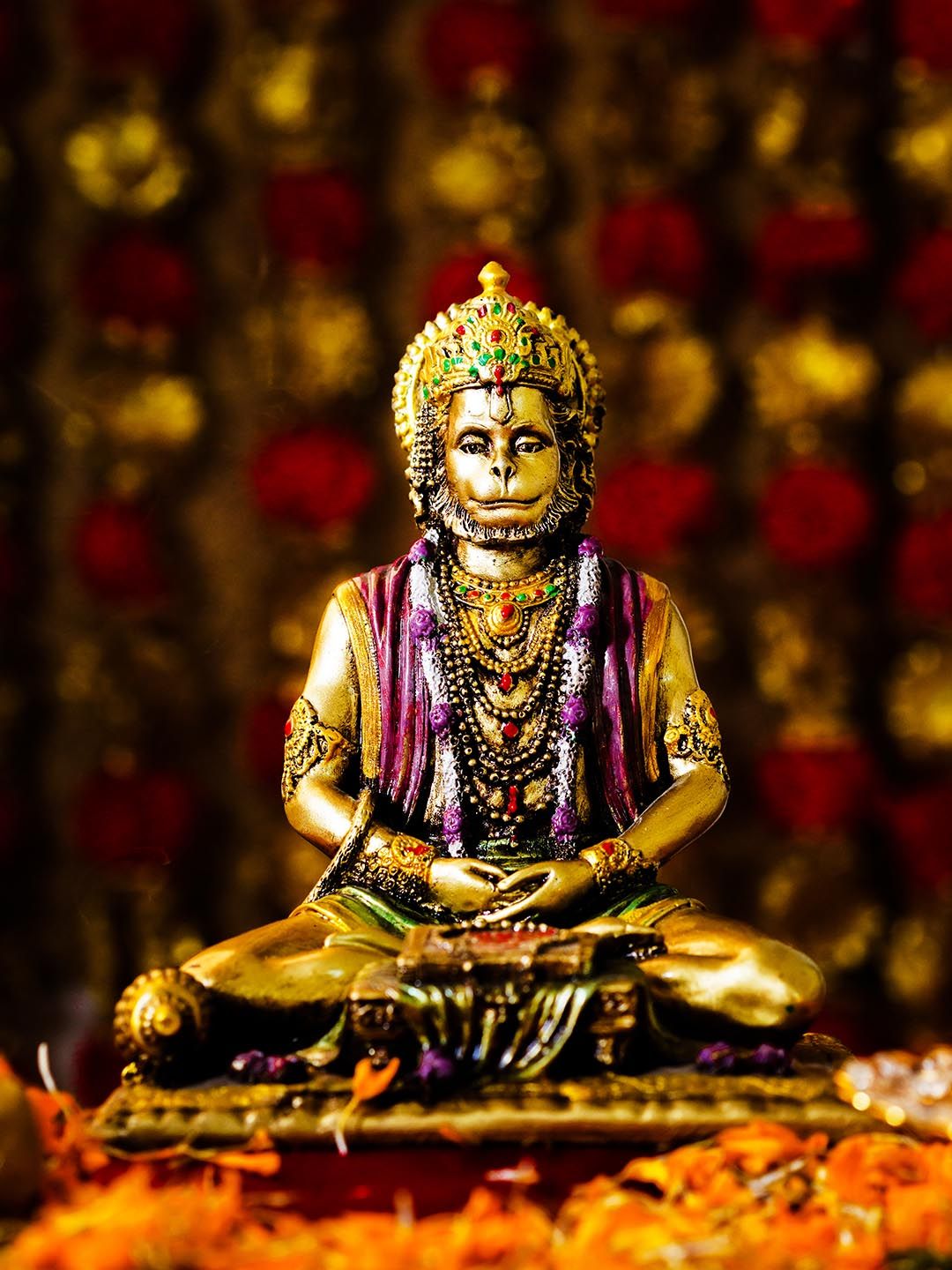 TIED RIBBONS Golden & Maroon Hanuman Idol Showpiece Figurine Price in India