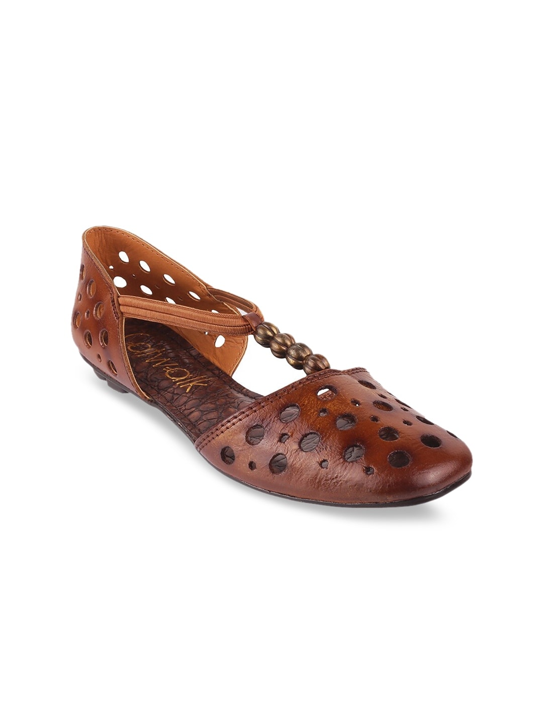Catwalk Women Brown Ballerinas with Laser Cuts Flats Price in India