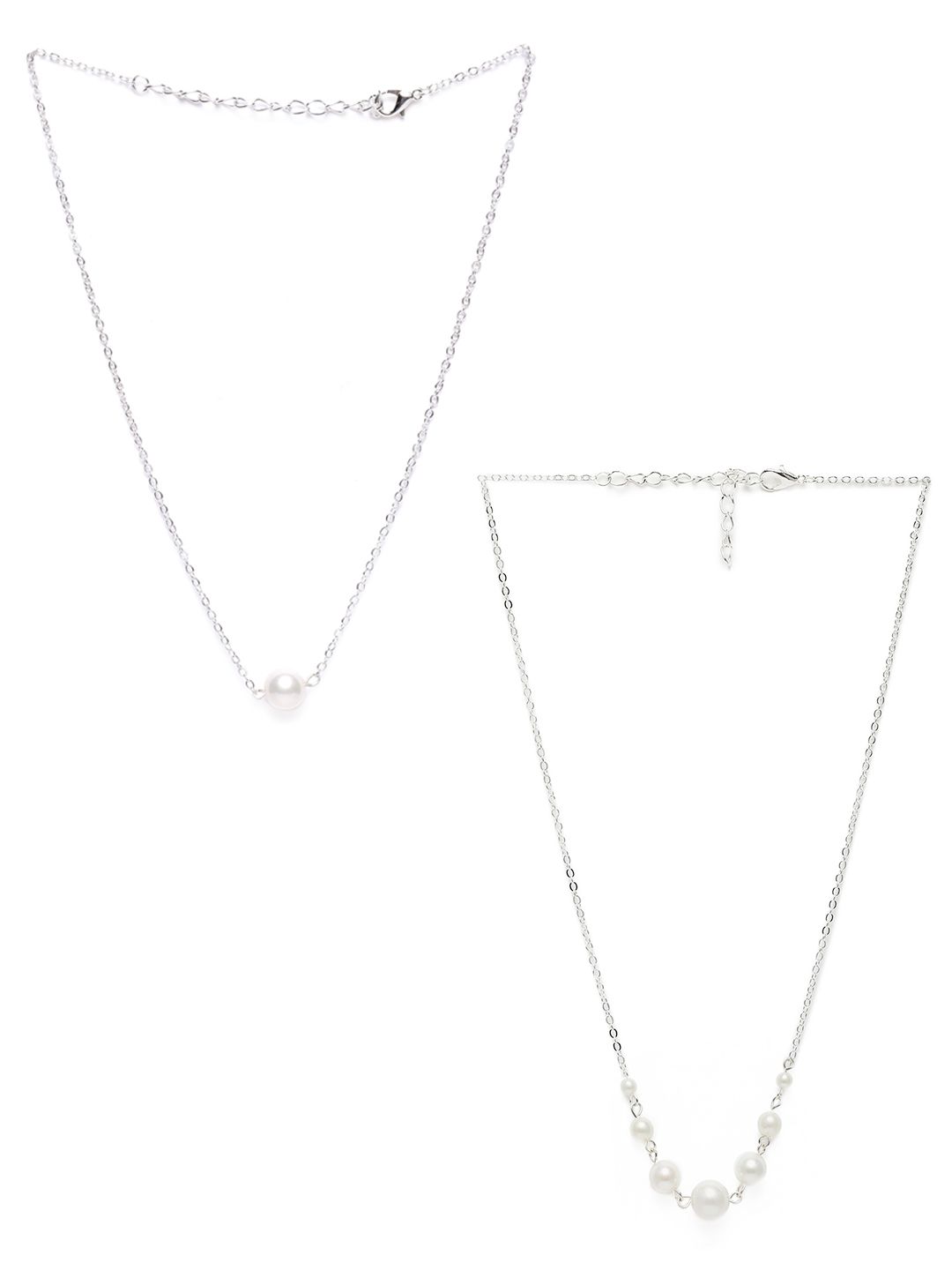 Zaveri Pearls Set of 2 Silver-Plated Chains Price in India