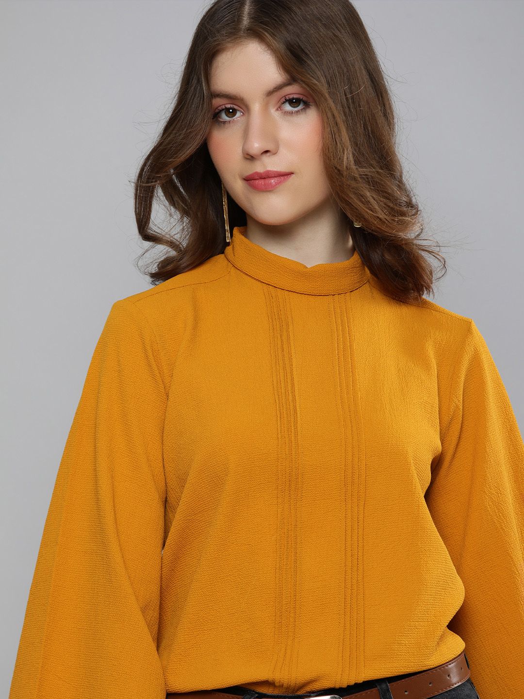 Chemistry Inca Gold Kimono Sleeved High Neck Regular Top