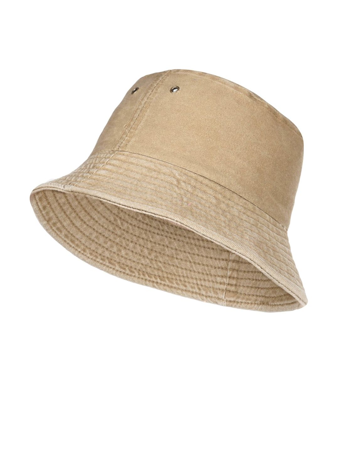 FabSeasons Beige Solid Pure Cotton Bucket Hat Price in India