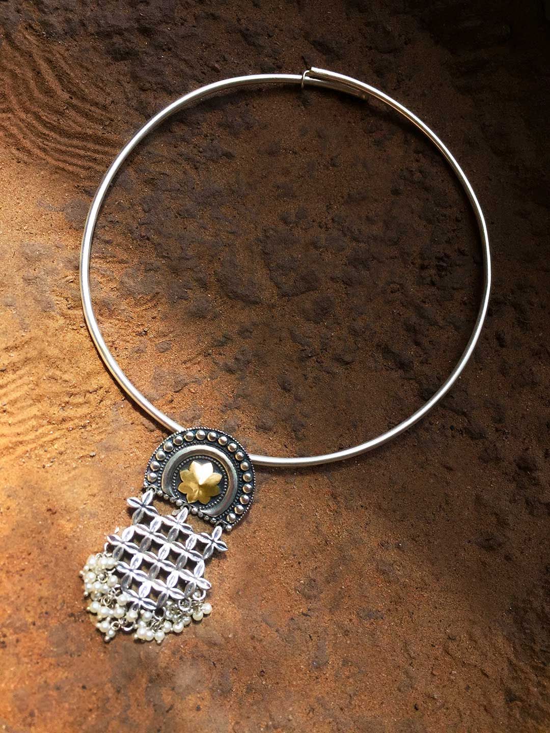 Peora Gold-Toned Silver-Plated Oxidised Choker Price in India