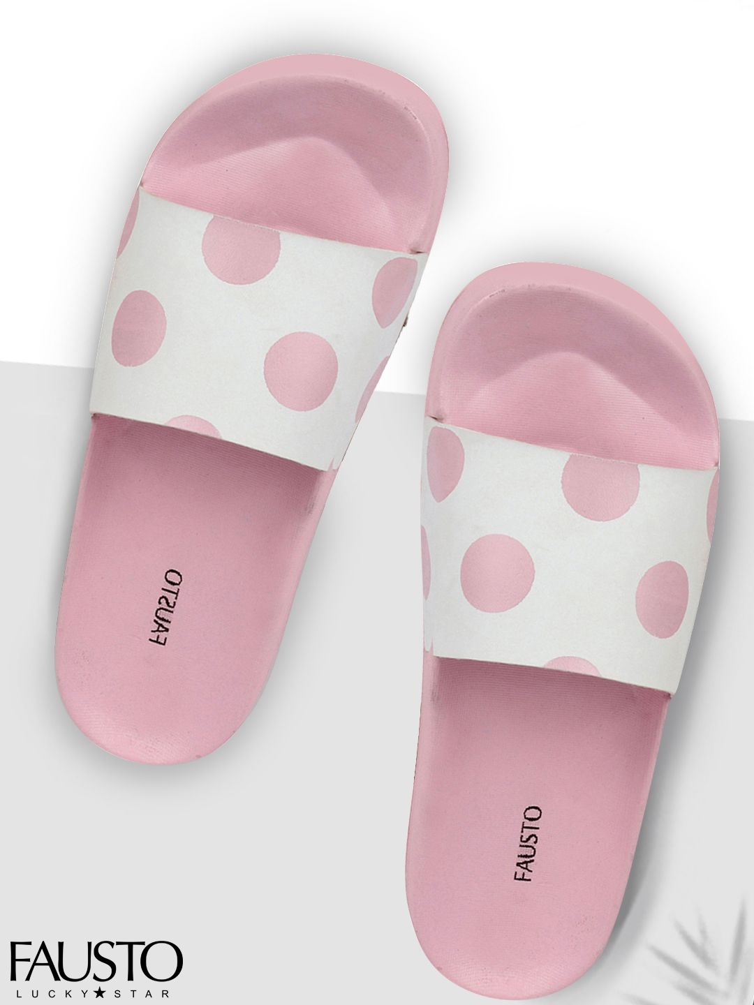 FAUSTO Women Pink & White Printed Sliders Price in India
