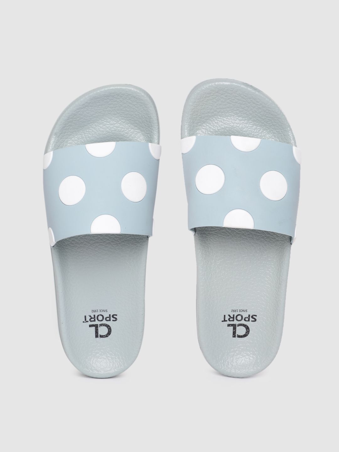 Carlton London sports Women Blue & White Polka Dot Print Sliders Price in India