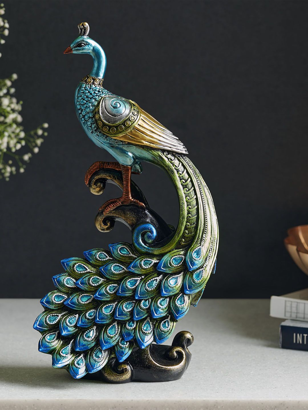 Home Centre Blue & Green Mayur Mayil Peacock Figurine Price in India