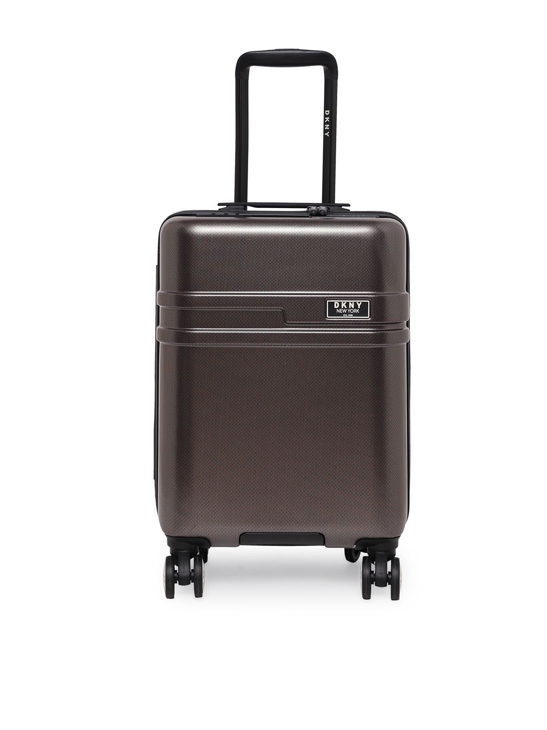DKNY Brown Textured DASH Hard-Sided Medium Cabin Trolley Suitcase Price in India