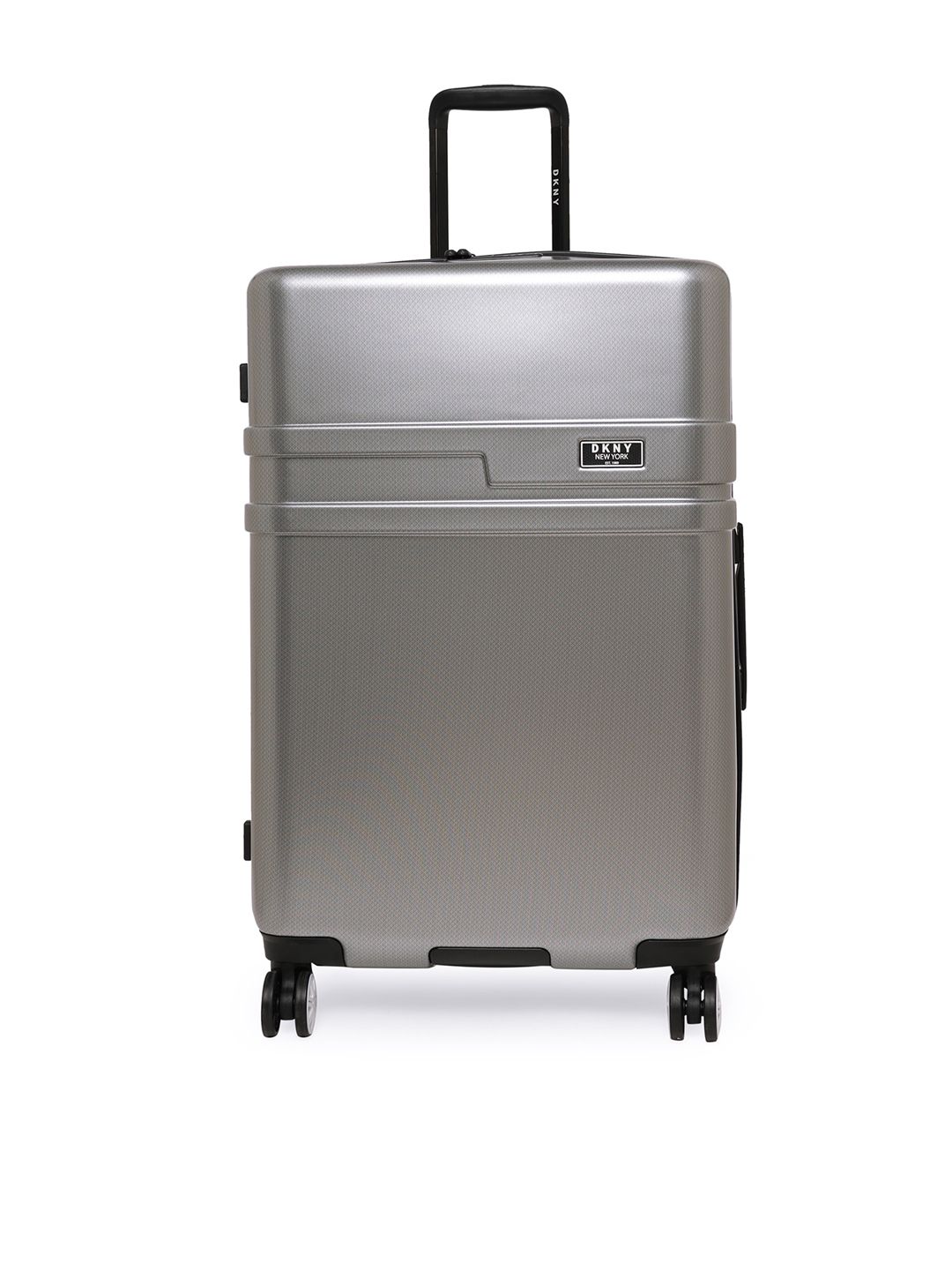 DKNY Silver-Toned Textured DASH Hard-Sided Medium Trolley Suitcase Price in India