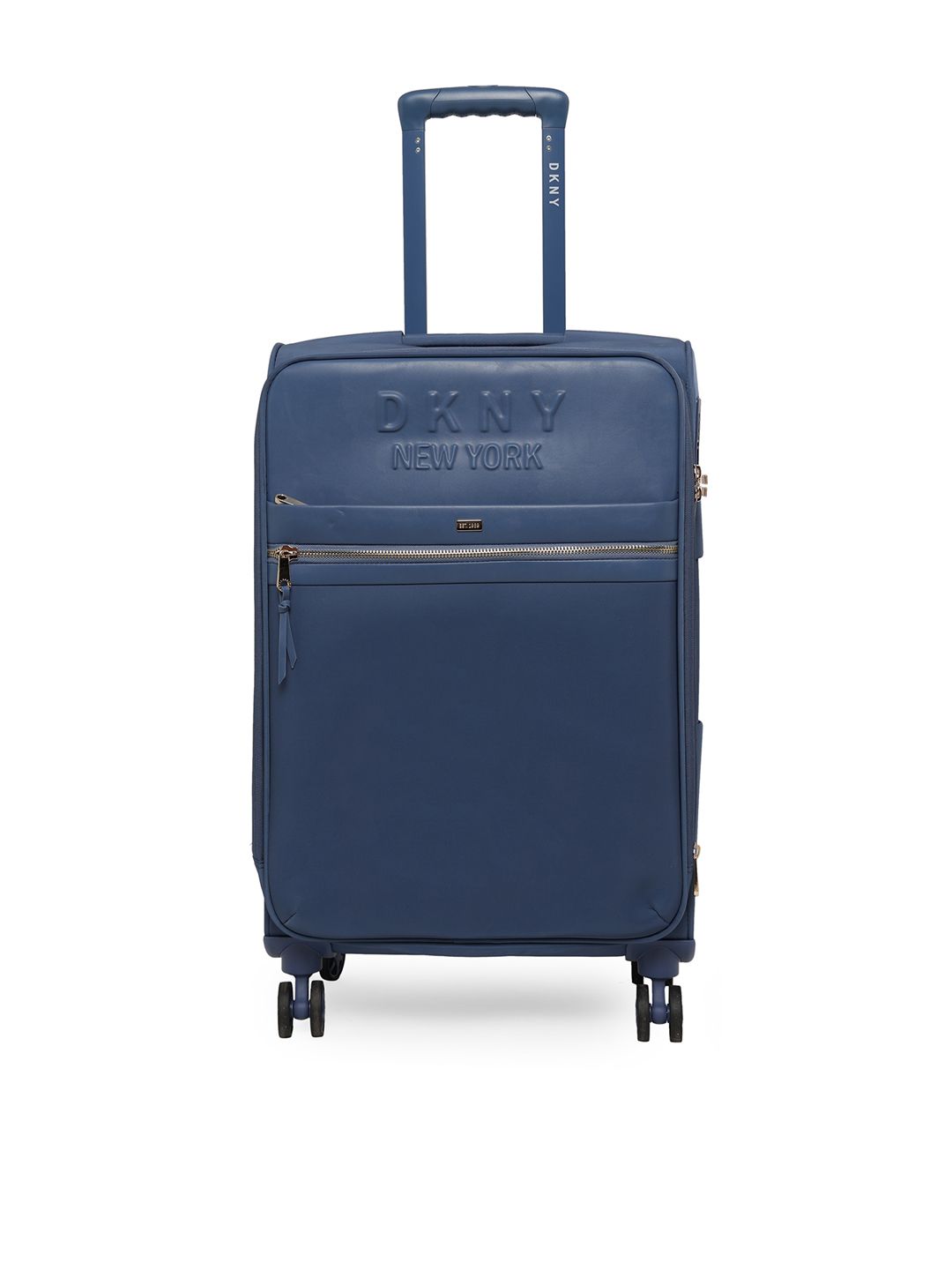 DKNY Blue Solid TRADEMARK Soft-Sided Medium Trolley Suitcase Price in India