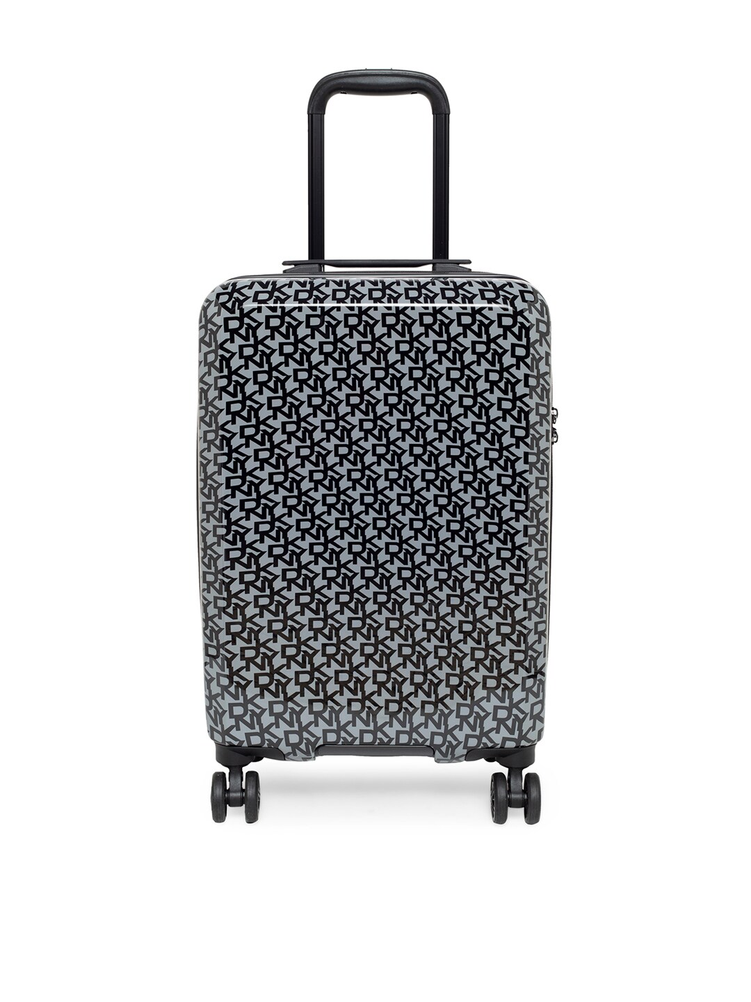 DKNY Grey Black Printed VINTAGE SIGNATURE Hard-Sided Cabin Trolley Suitcase Price in India