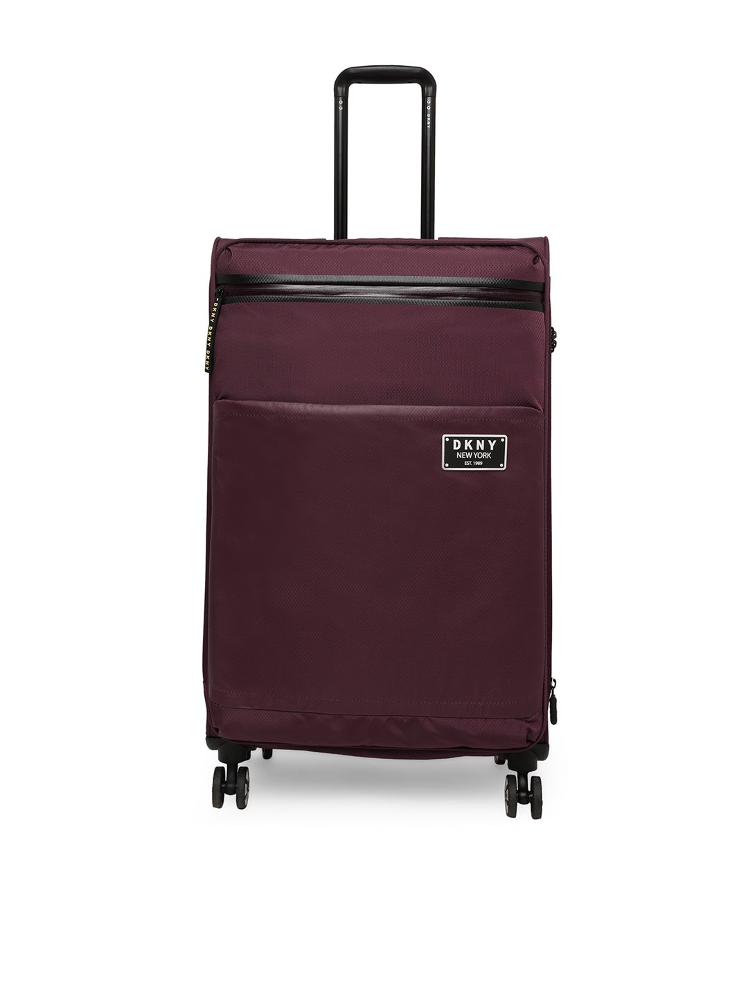 DKNY Burgundy Textured GLOBE TROTTER Soft-Sided Medium Trolley Suitcase Price in India