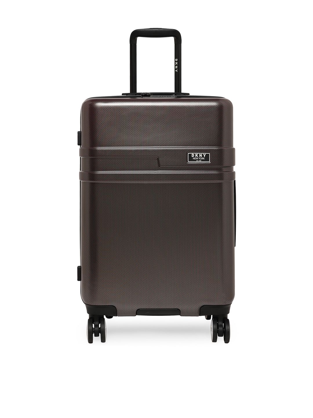 DKNY Brown Textured DASH Hard-Sided Medium Trolley Suitcase Price in India