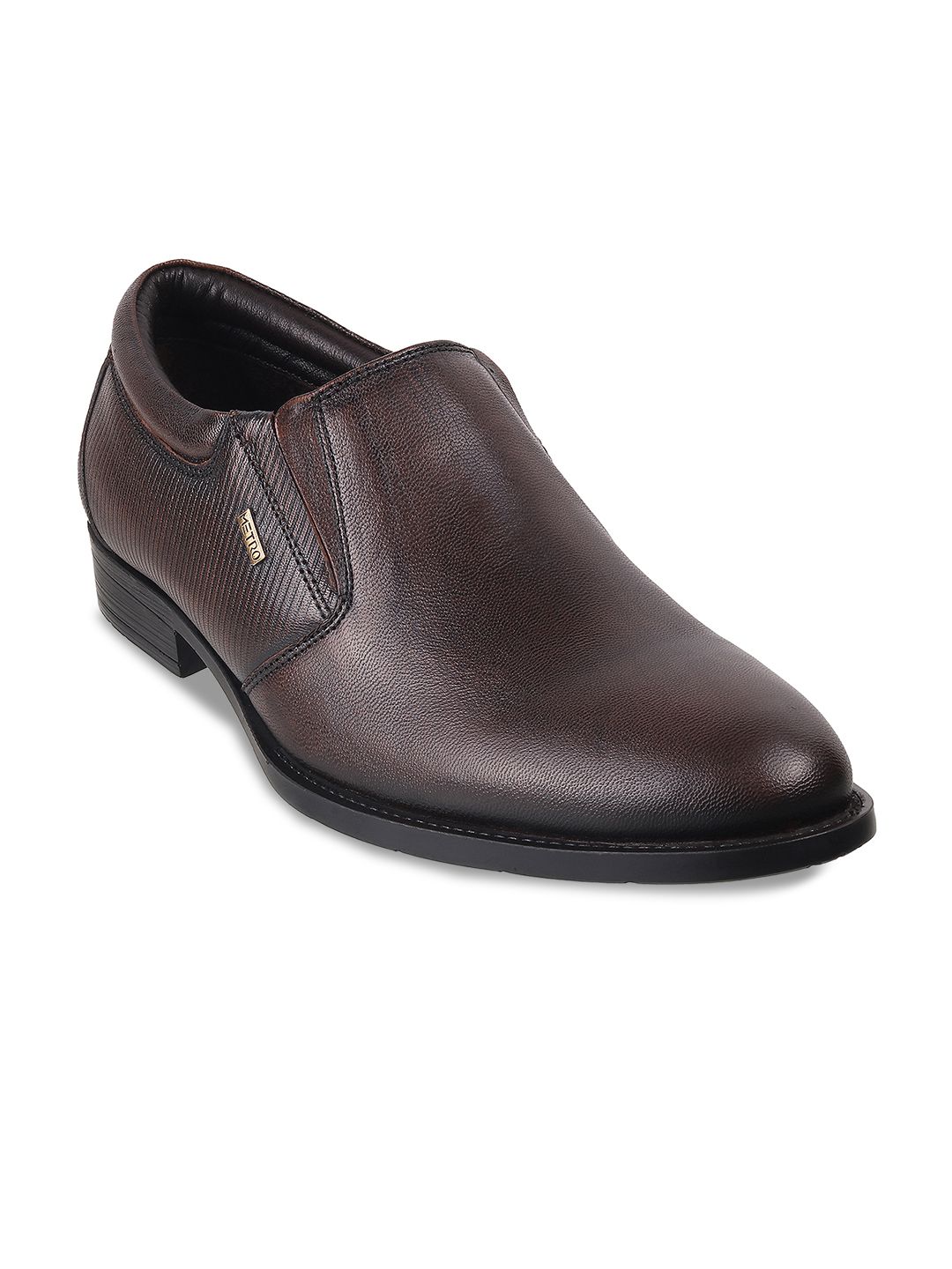 Metro Metro Men Brown Solid Formal Slip-Ons