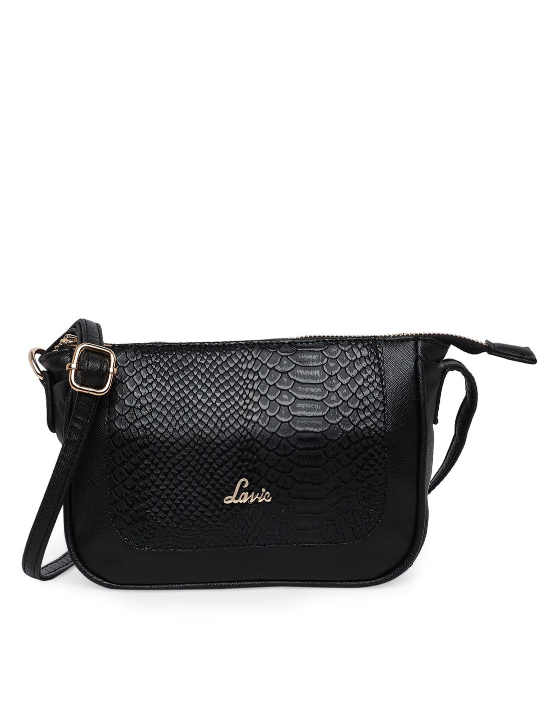 Lavie Black Textured Structured Sling Bag Price in India