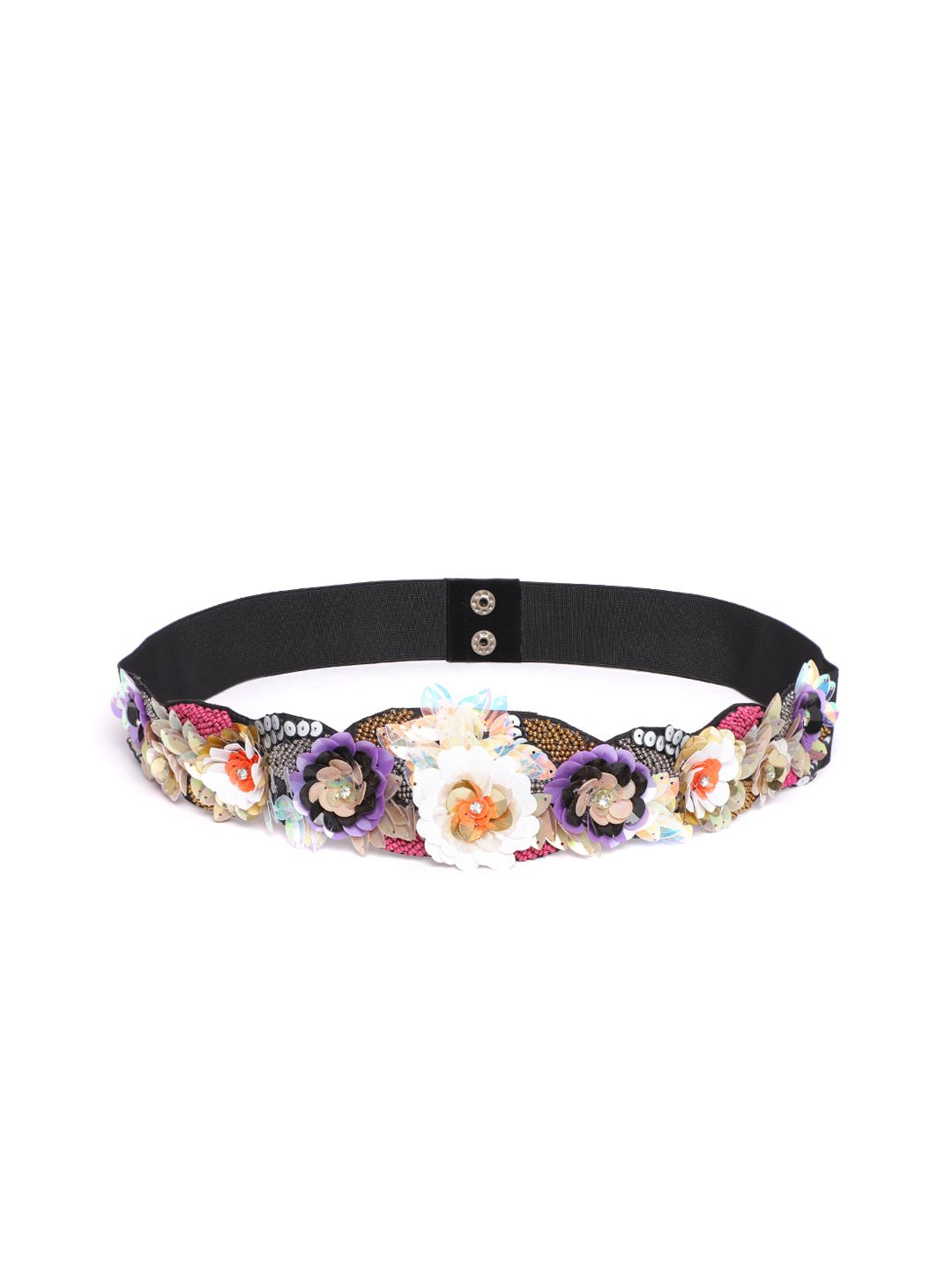 Anekaant Women Multicoloured Floral Sequinned & Beaded Stretchable Belt Price in India
