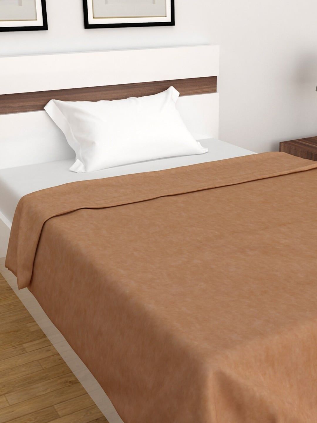 Home Centre Brown Solid AC Room 110 GSM Single Bed Blanket Price in India