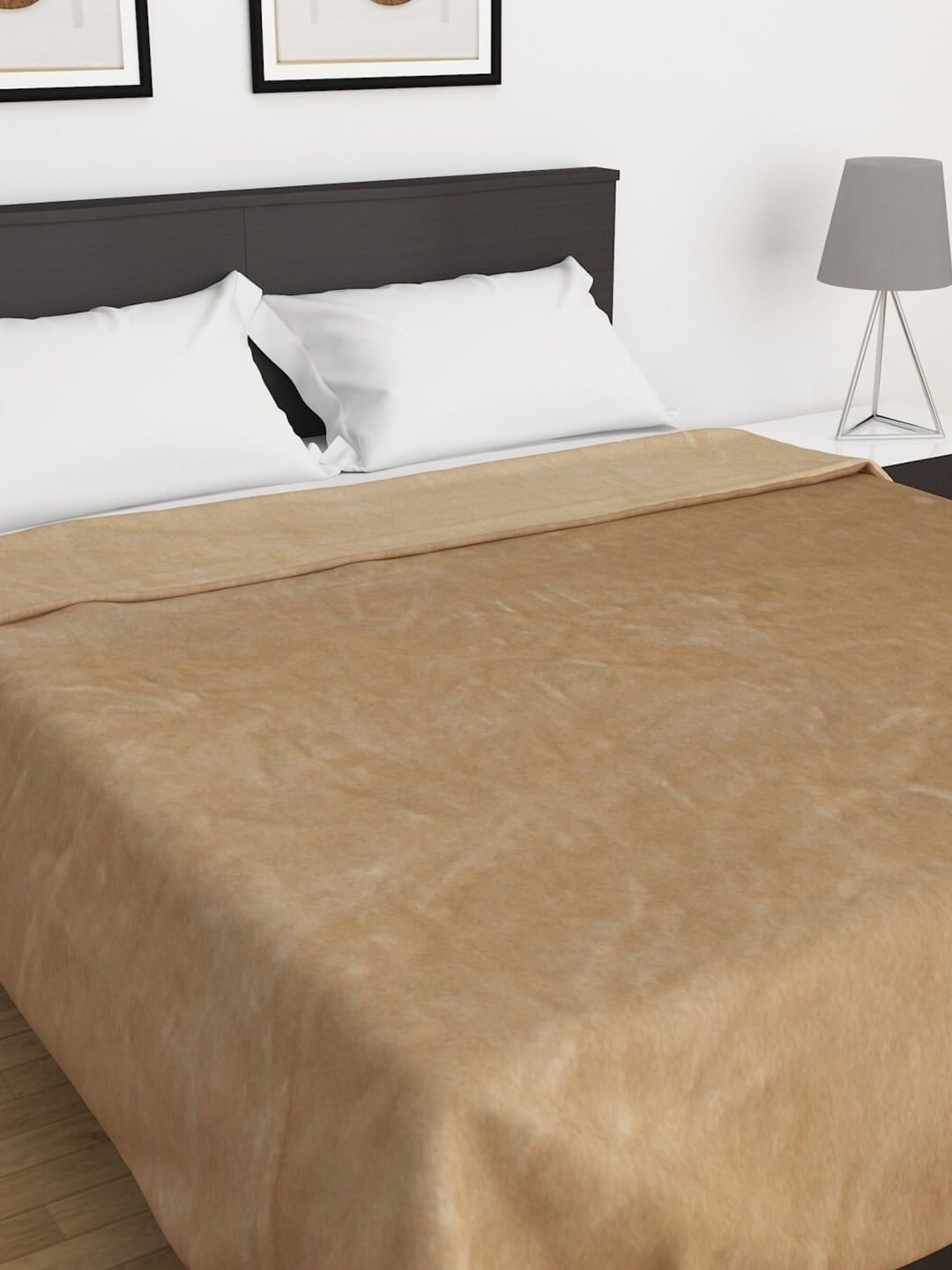 Home Centre Beige Solid AC Room 210 GSM Double Bed Blanket Price in India