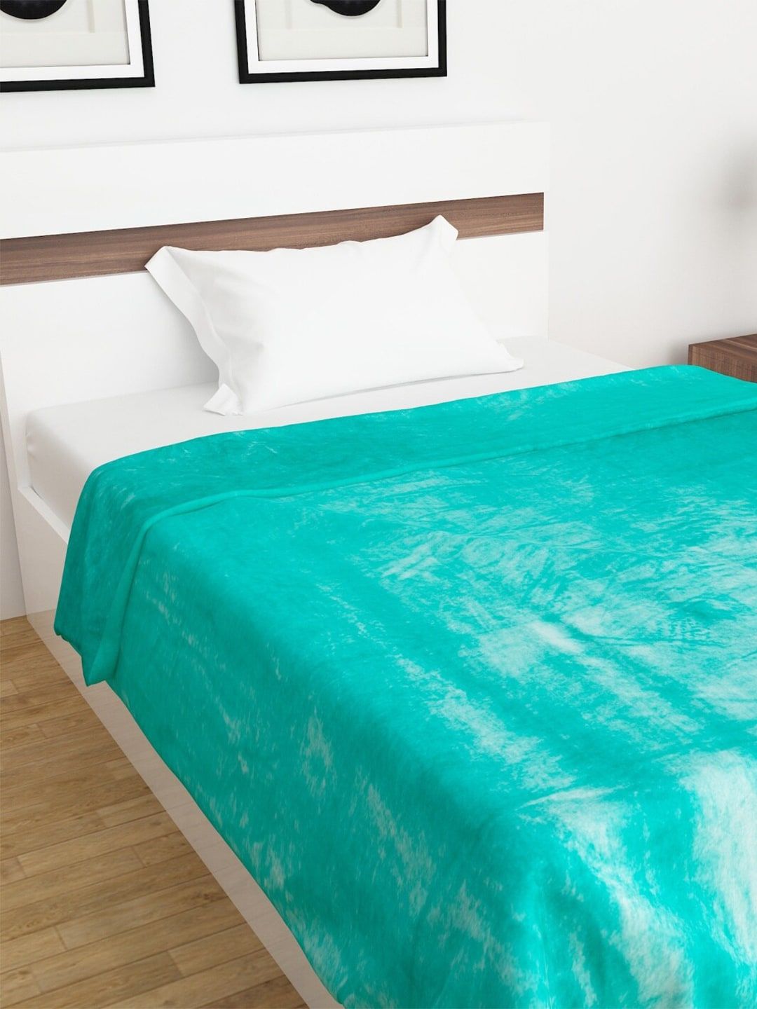 Home Centre Turquoise Blue Solid AC Room 280 GSM Single Bed Blanket Price in India