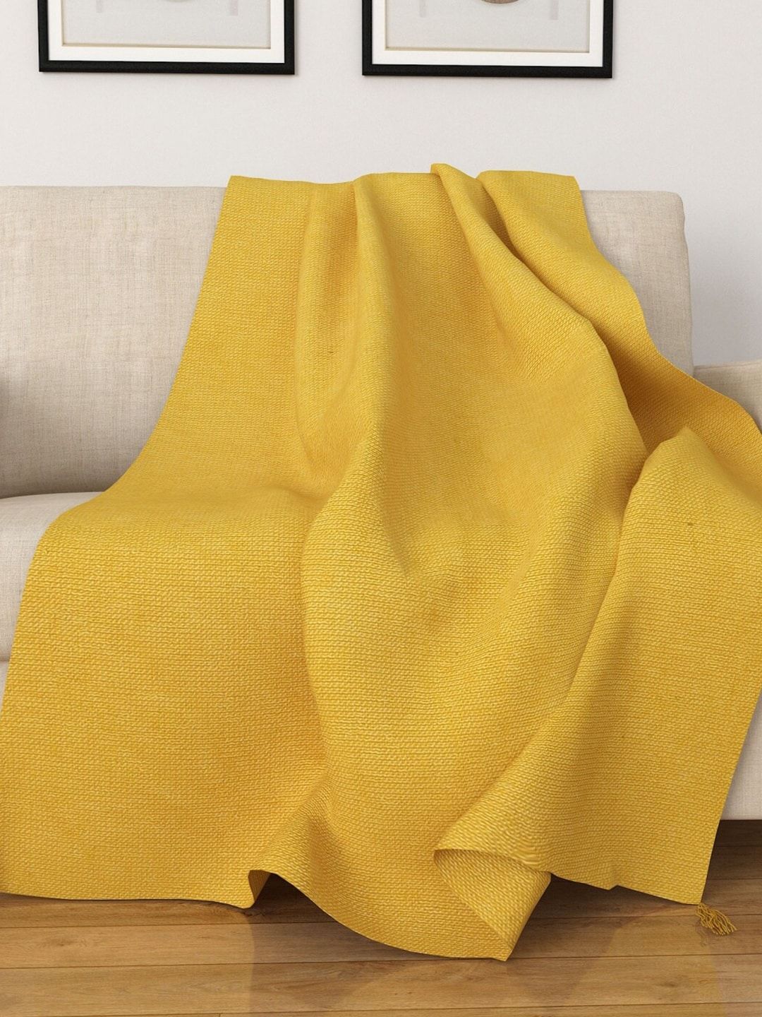 Home Centre Yellow Solid AC Room 110 GSM Single Bed Blanket Price in India
