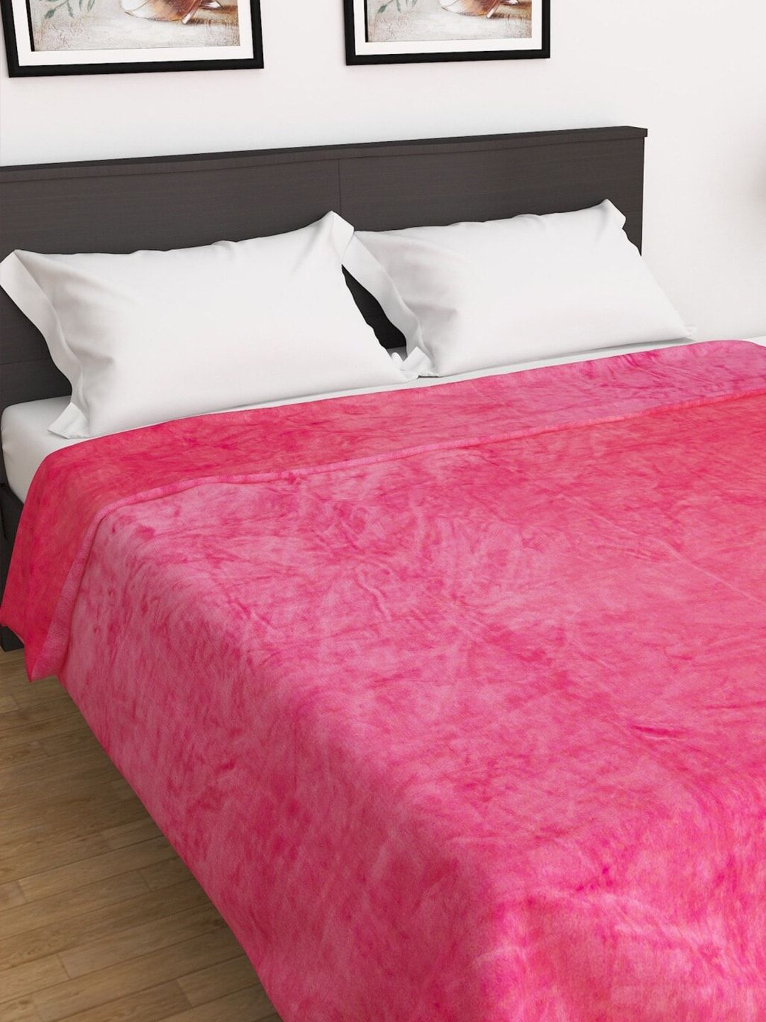Home Centre Pink Solid AC Room 280 GSM Double Bed Blanket Price in India