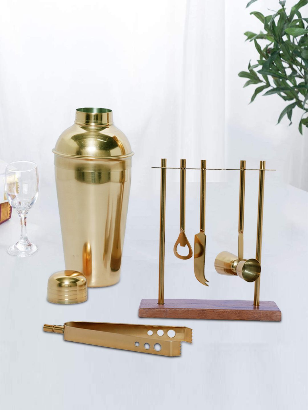nestroots Set Of 5 Gold-Toned Solid Bar Accessories Price in India