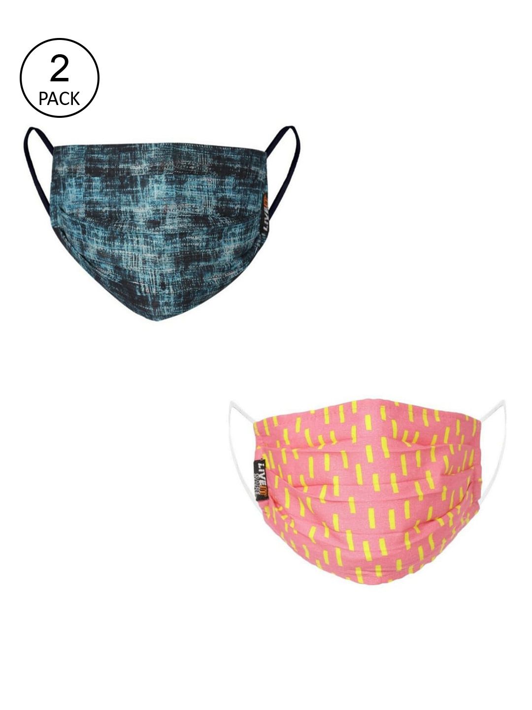 LIVE IT SAFE Unisex Pack Of 2 Printed 4-Ply Reusable Cotton Cloth Face Mask Price in India