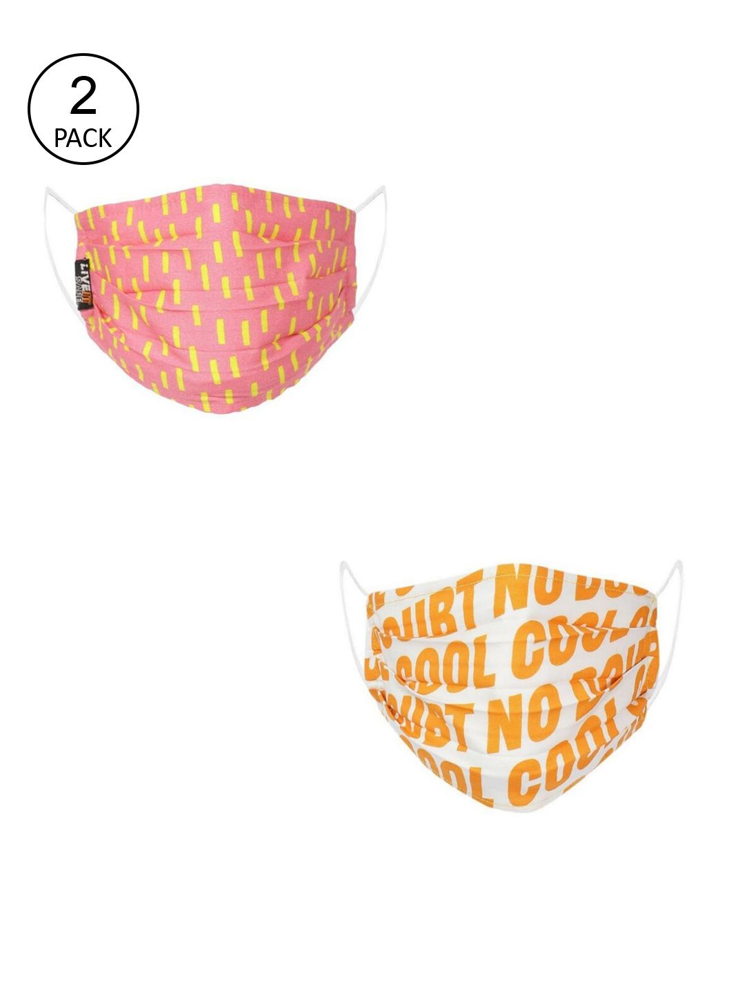 LIVE IT SAFE Unisex Pack Of 2 Printed 4-Ply Reusable Nano-Technology Cotton Cloth Masks Price in India