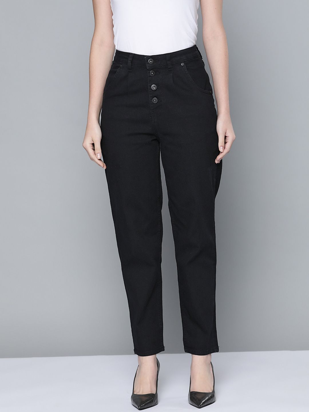 Chemistry Women Black Stretchable Jeans Price in India