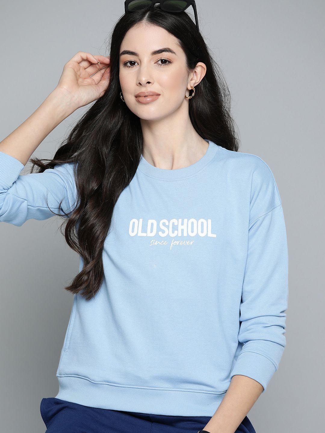 Harvard Women Blue & White Printed Sweatshirt Price in India
