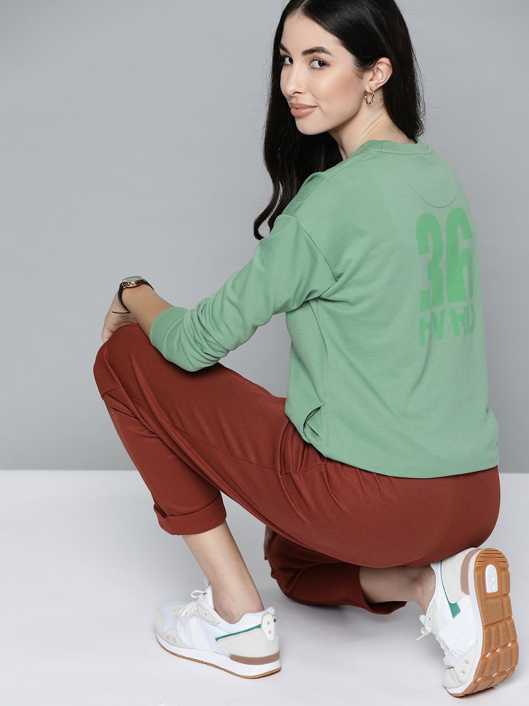 Harvard Women Green Sweatshirt Price in India