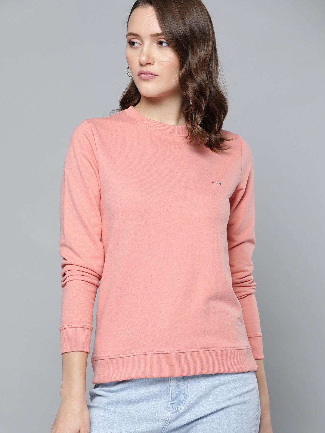 Harvard Women Pink Solid Pullover Sweatshirt Price in India