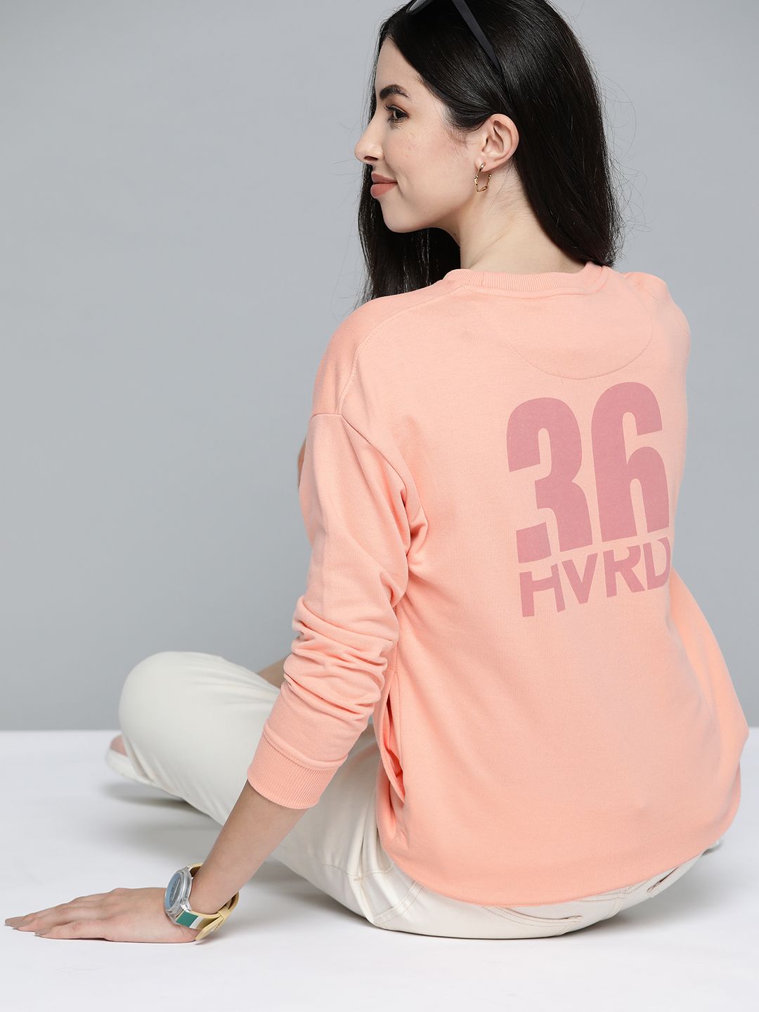 Harvard Women Pink Printed Sweatshirt Price in India