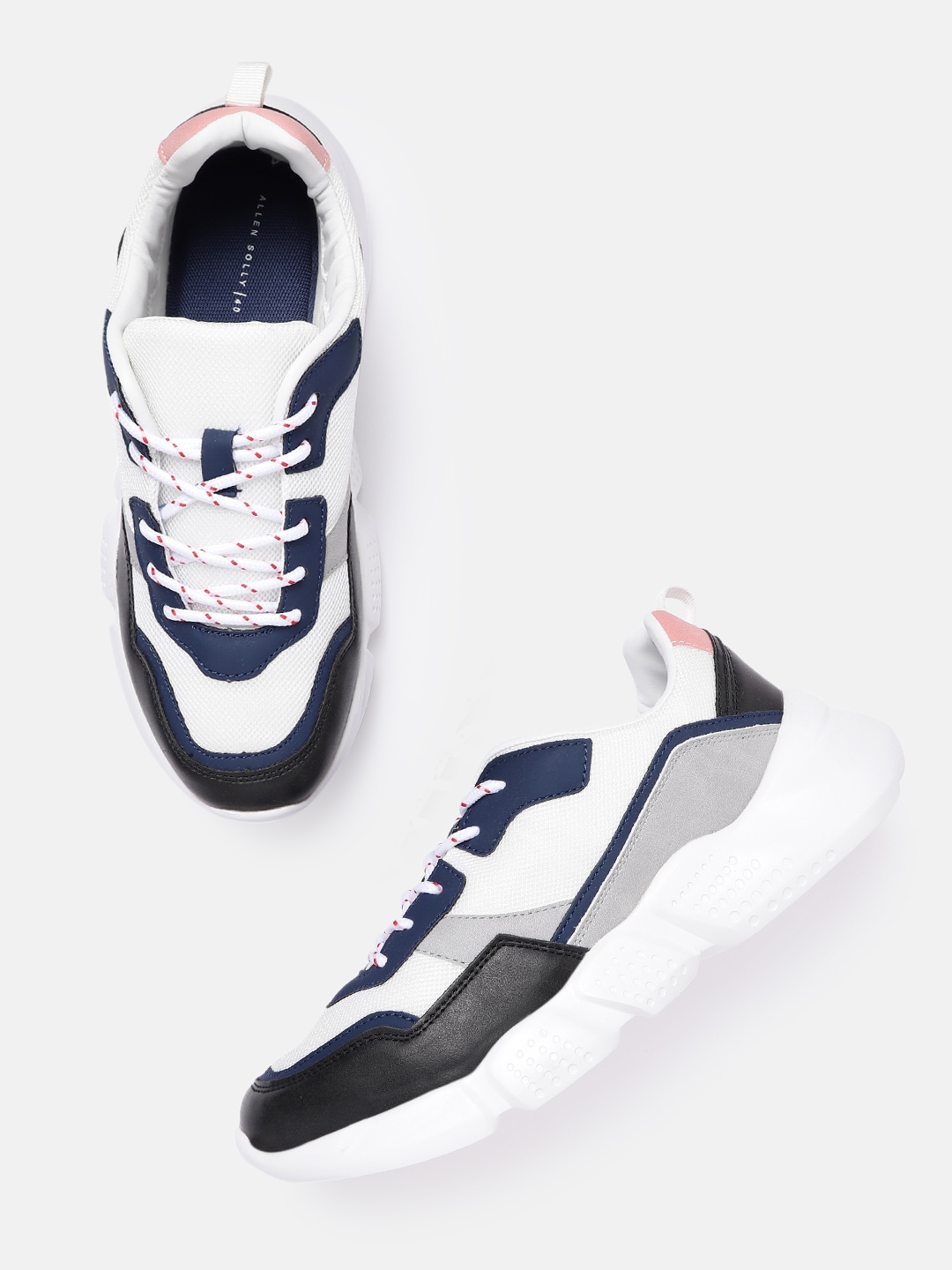 Allen Solly Woman Women White & Navy Blue Colourblocked Sneakers Price in India