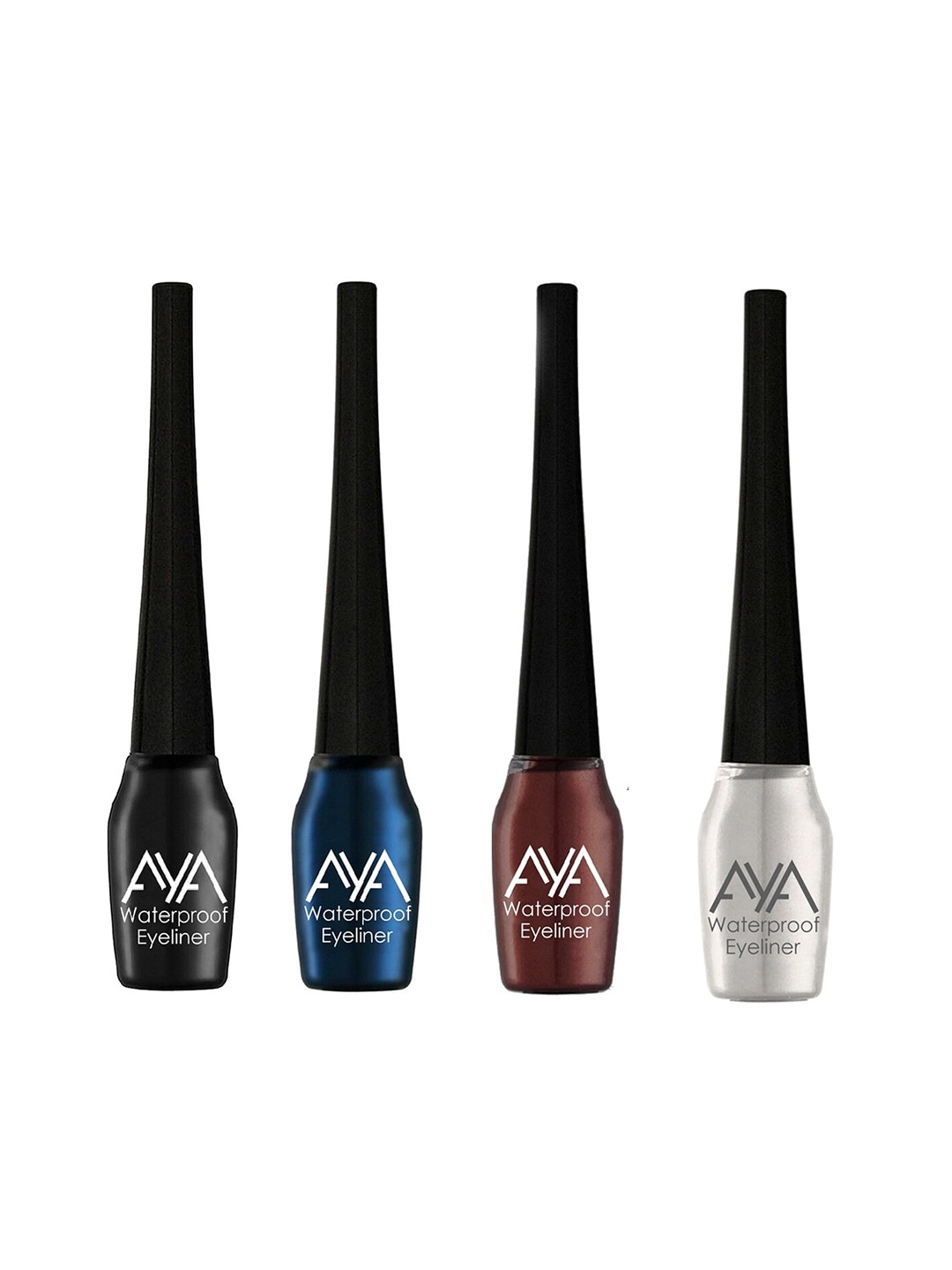AYA Set of 4 Waterproof Liquid Eyeliner - Black, Blue, Brown, Silver Price in India