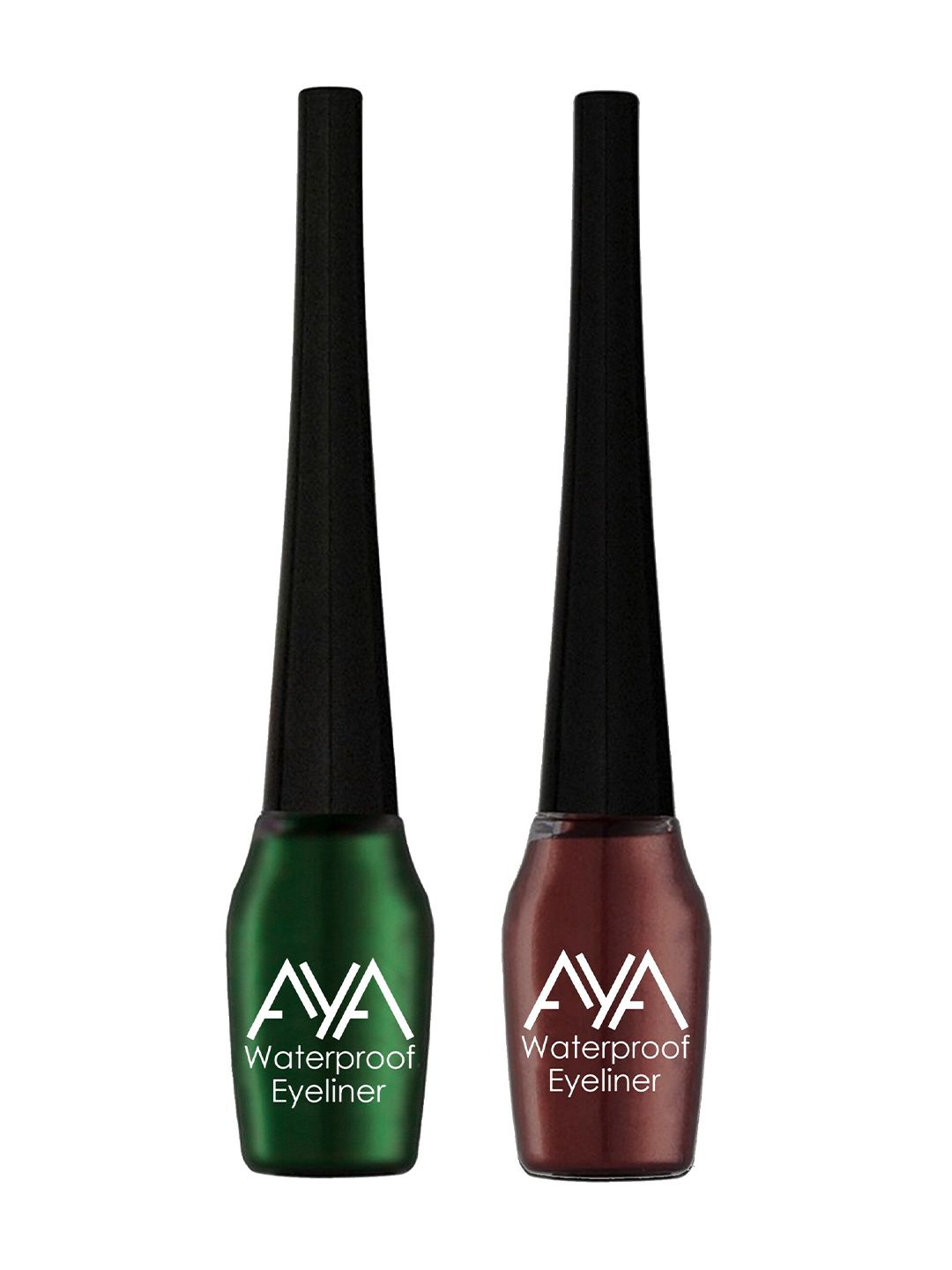 AYA Set of 2 Green & Brown Waterproof Liquid Eyeliner - 5ml Each Price in India