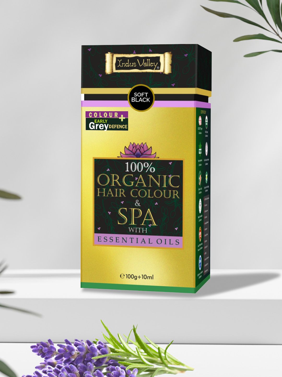 Indus Valley 100% Oragnic Hair Colour & Spa with Essential Oil- Soft Black-100g