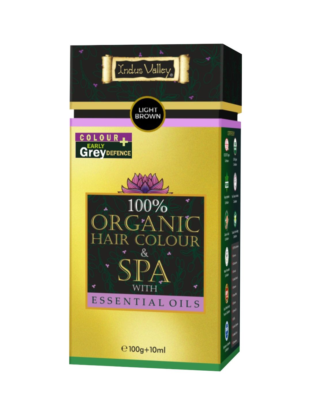 Indus Valley 100% Organic Hair Colour & Spa with Essential Oil- Light Brown-110-g Price in India