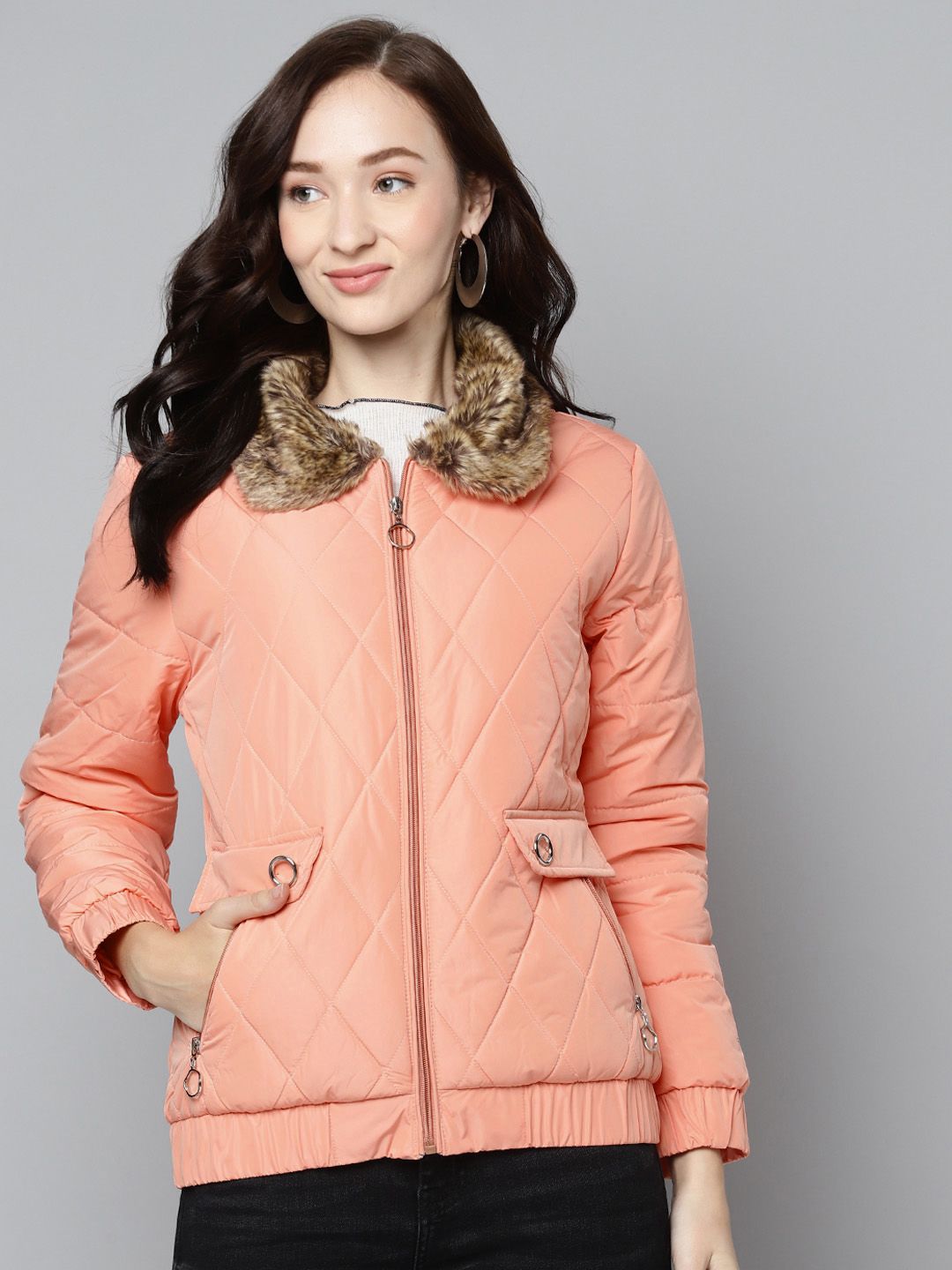 Foreign Culture By Fort Collins Women Pink Bomber Jacket Price in India