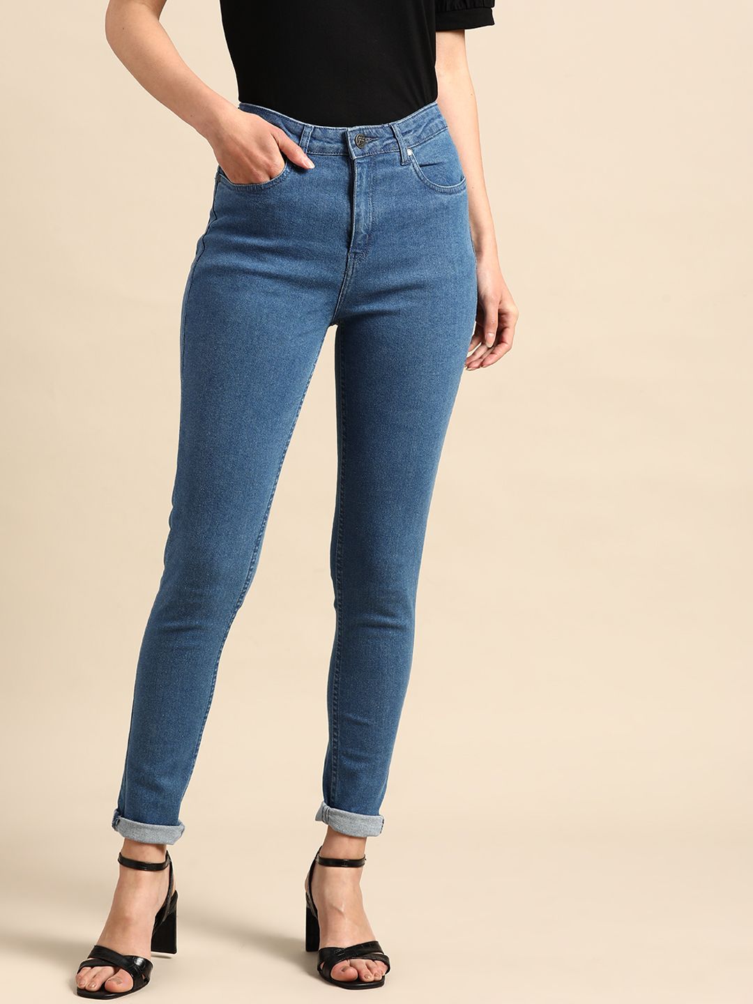 all about you Women Blue Skinny Fit High-Rise Stretchable Jeans Price in India